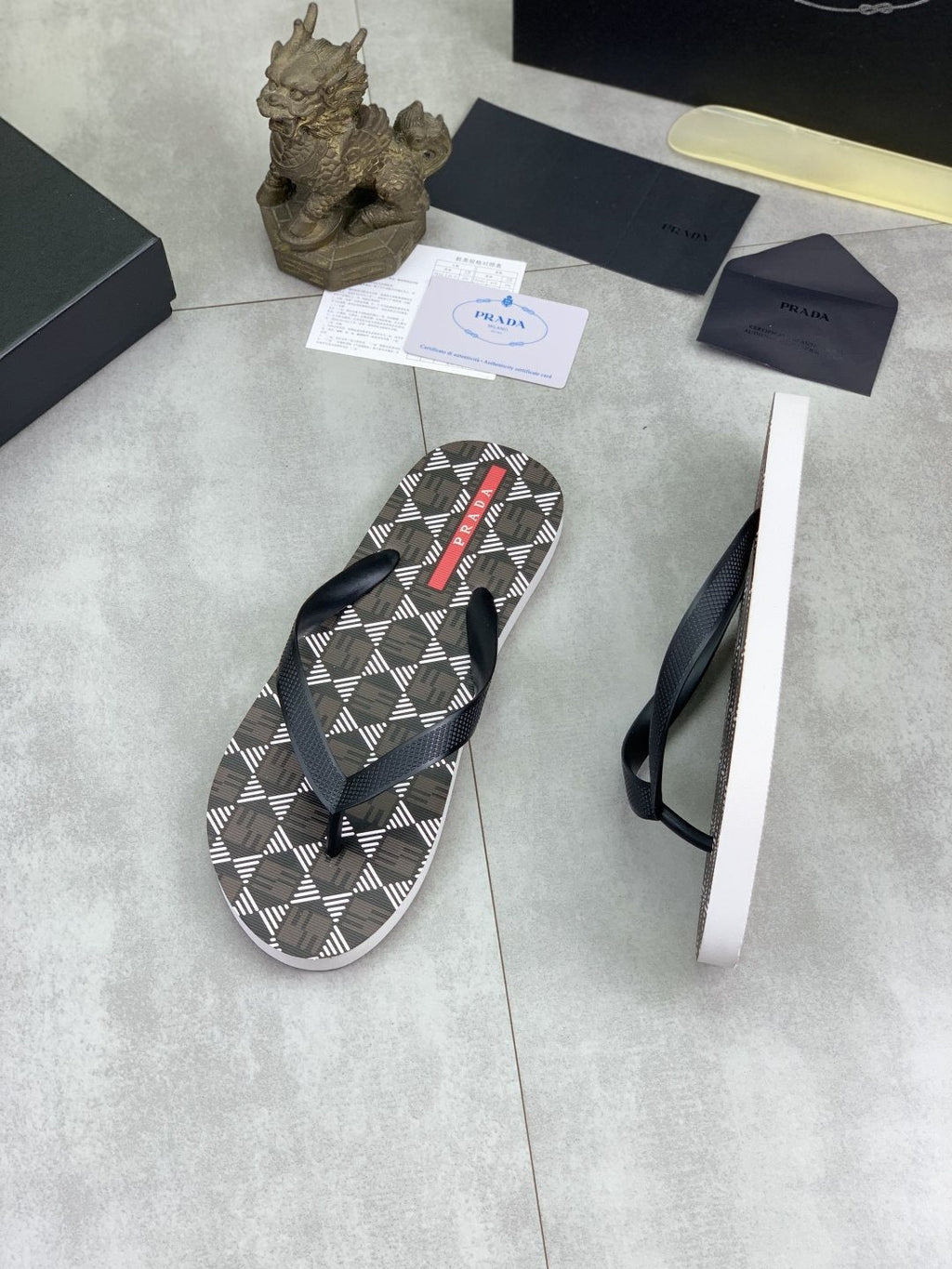Prada Geometric-Pattern Flip-Flops