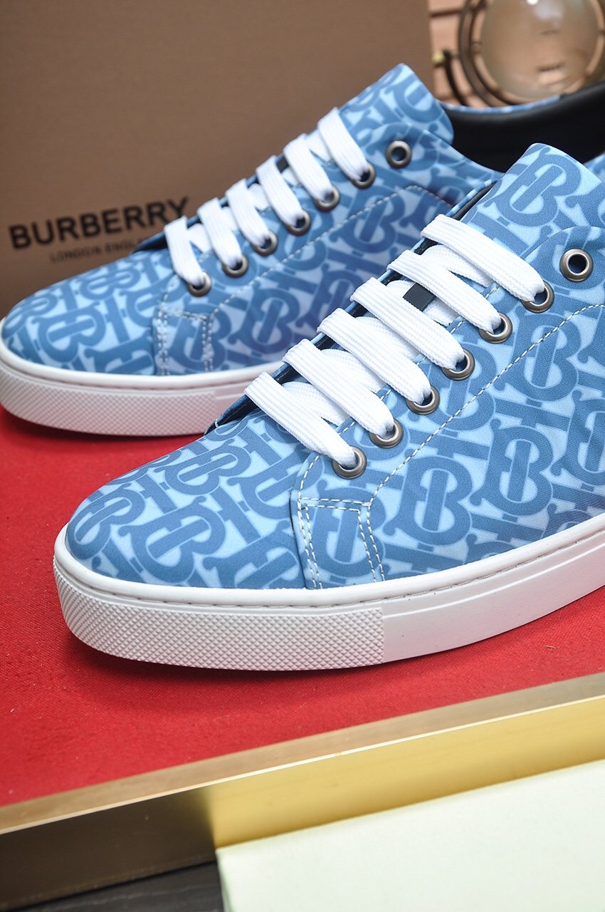 Burberry Blue Patterned Low-Top Sneakers