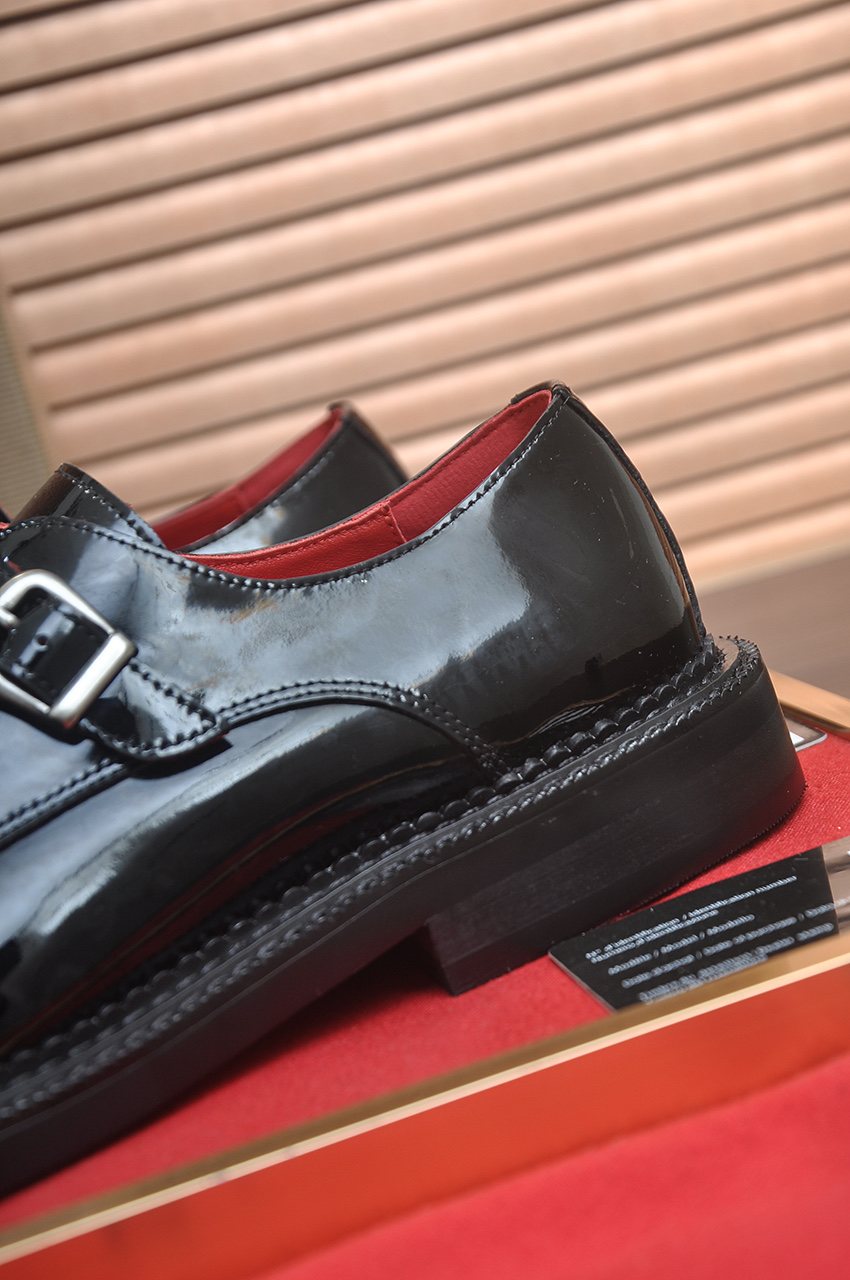 Christian Louboutin Black Buckle Dress Shoes - Silver-Tone Hardware