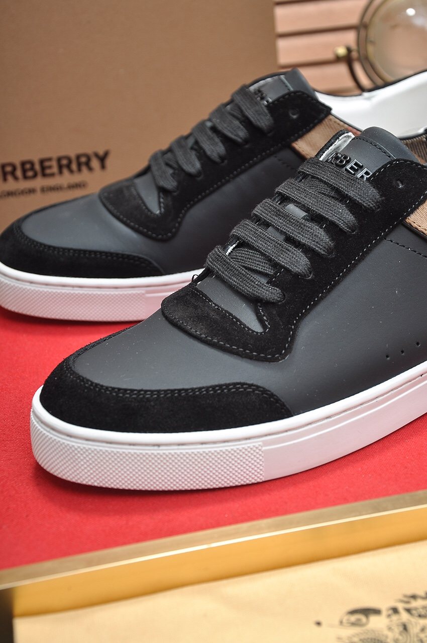 Burberry Check Heel Low-Top Sneakers - White Sole