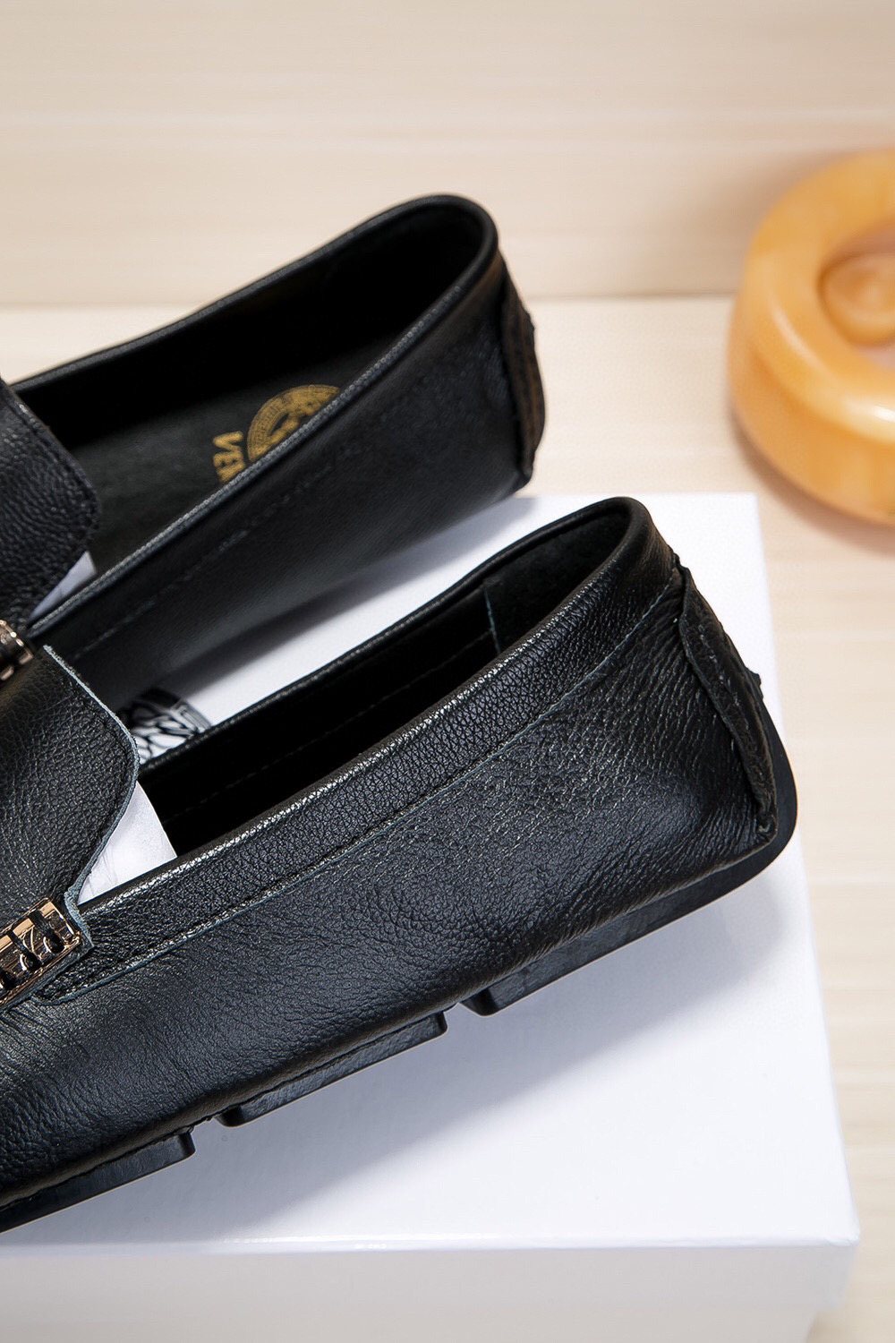Versace Black Gold Medallion Loafers