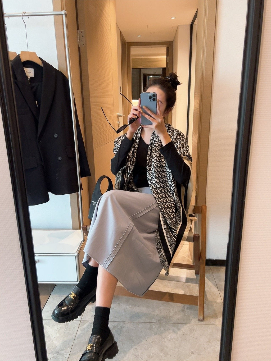 Dior Fringed Monogram Scarf