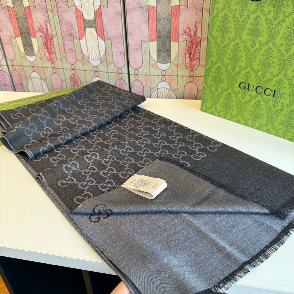 Gucci Fringed Monogram Scarf