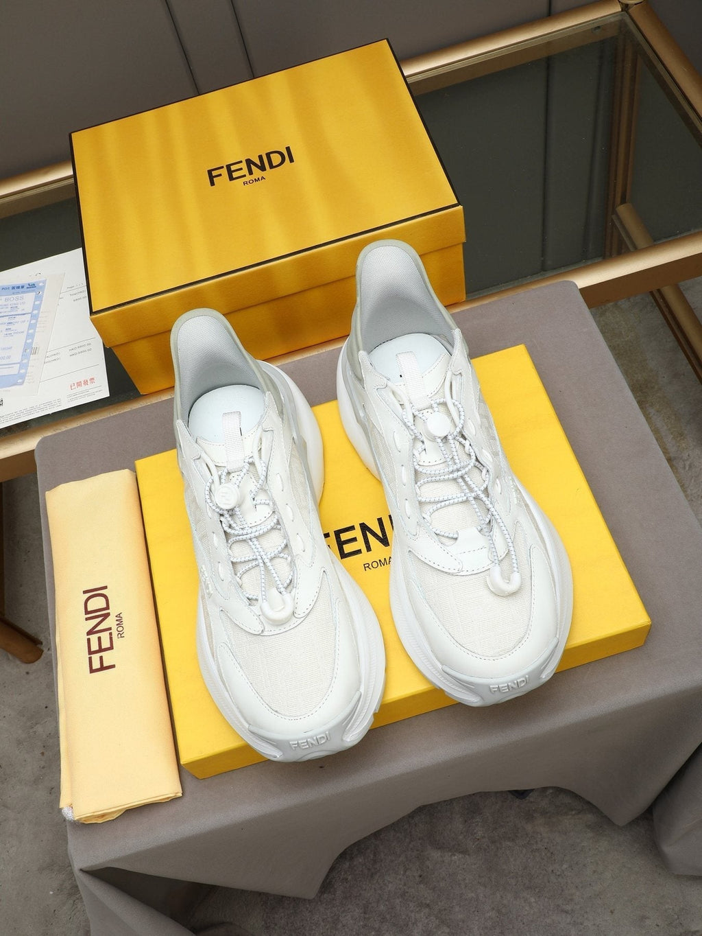 Fendi Black and Charcoal Gray Platform Sneakers