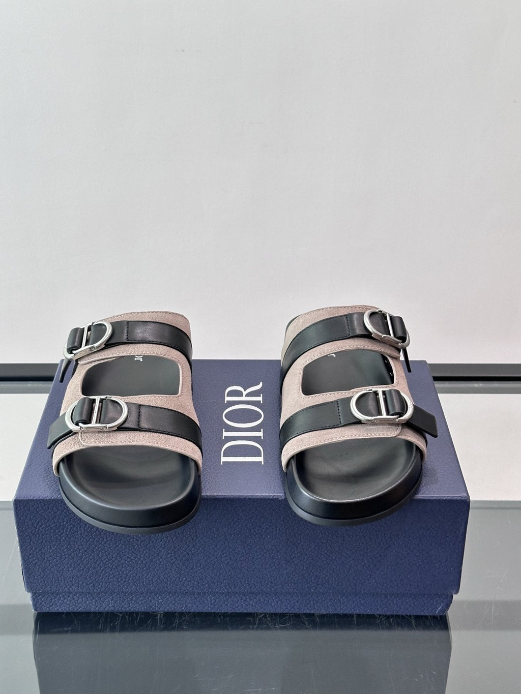 Dior Aqua Two-Strap Slide Sandals