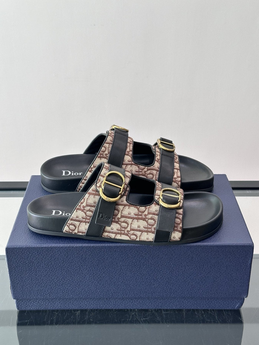 Dior Aqua Two-Strap Slide Sandals