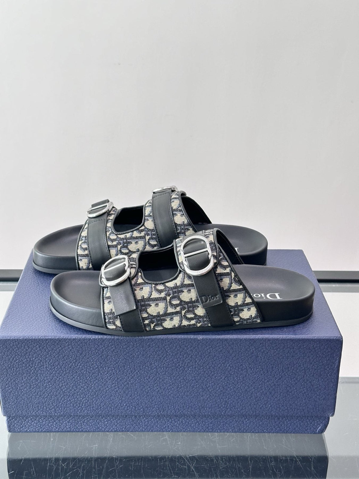 Dior Aqua Two-Strap Slide Sandals