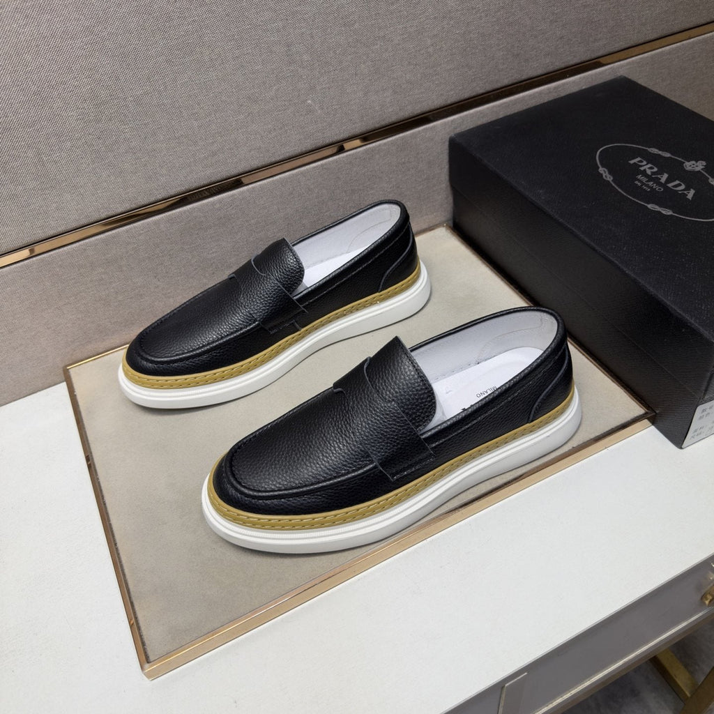 Prada Gold Accent Slip-On Loafers