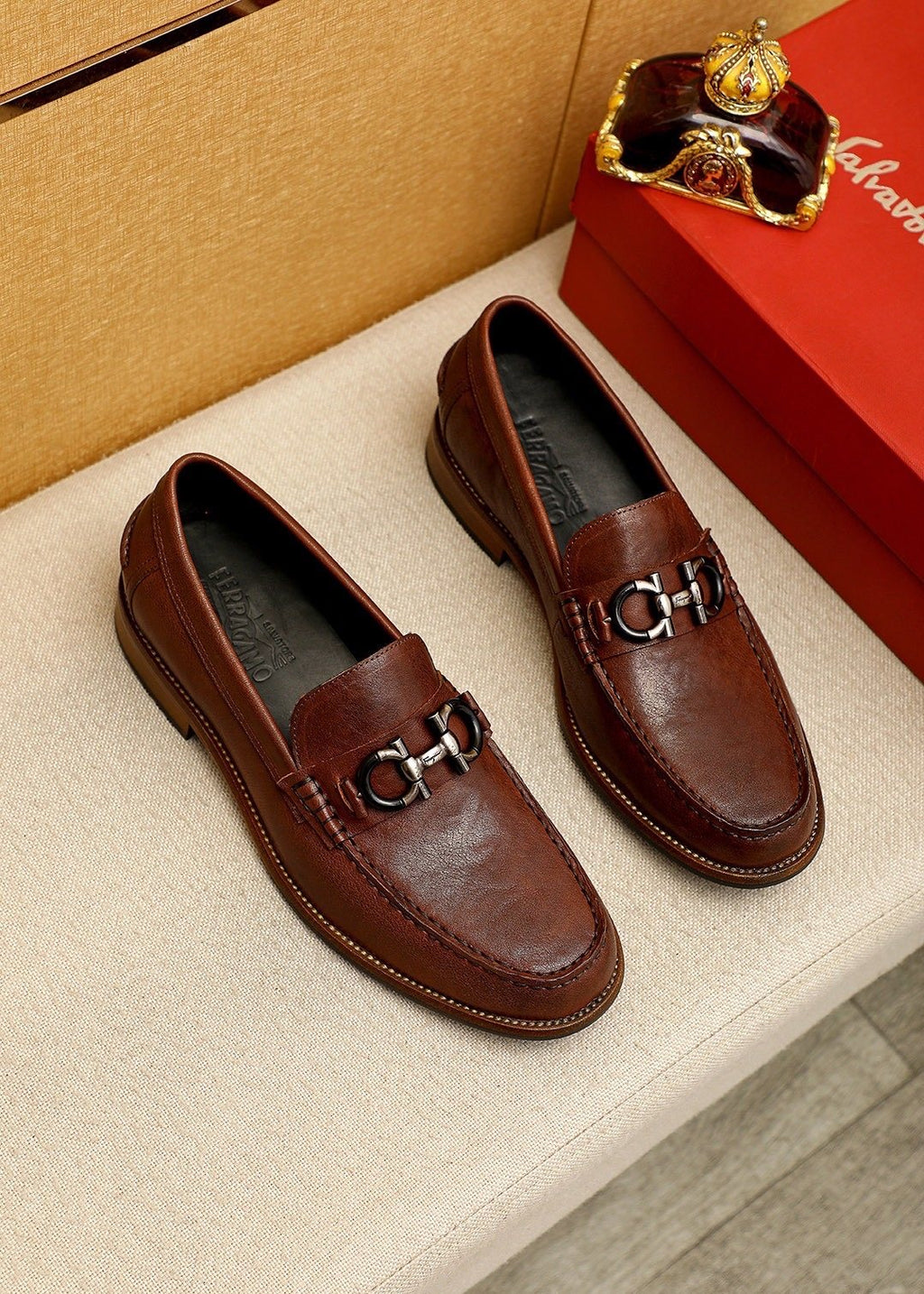 Salvatore Ferragamo Men's Leather Bit Loafers - Metal Bit Vamp Detail