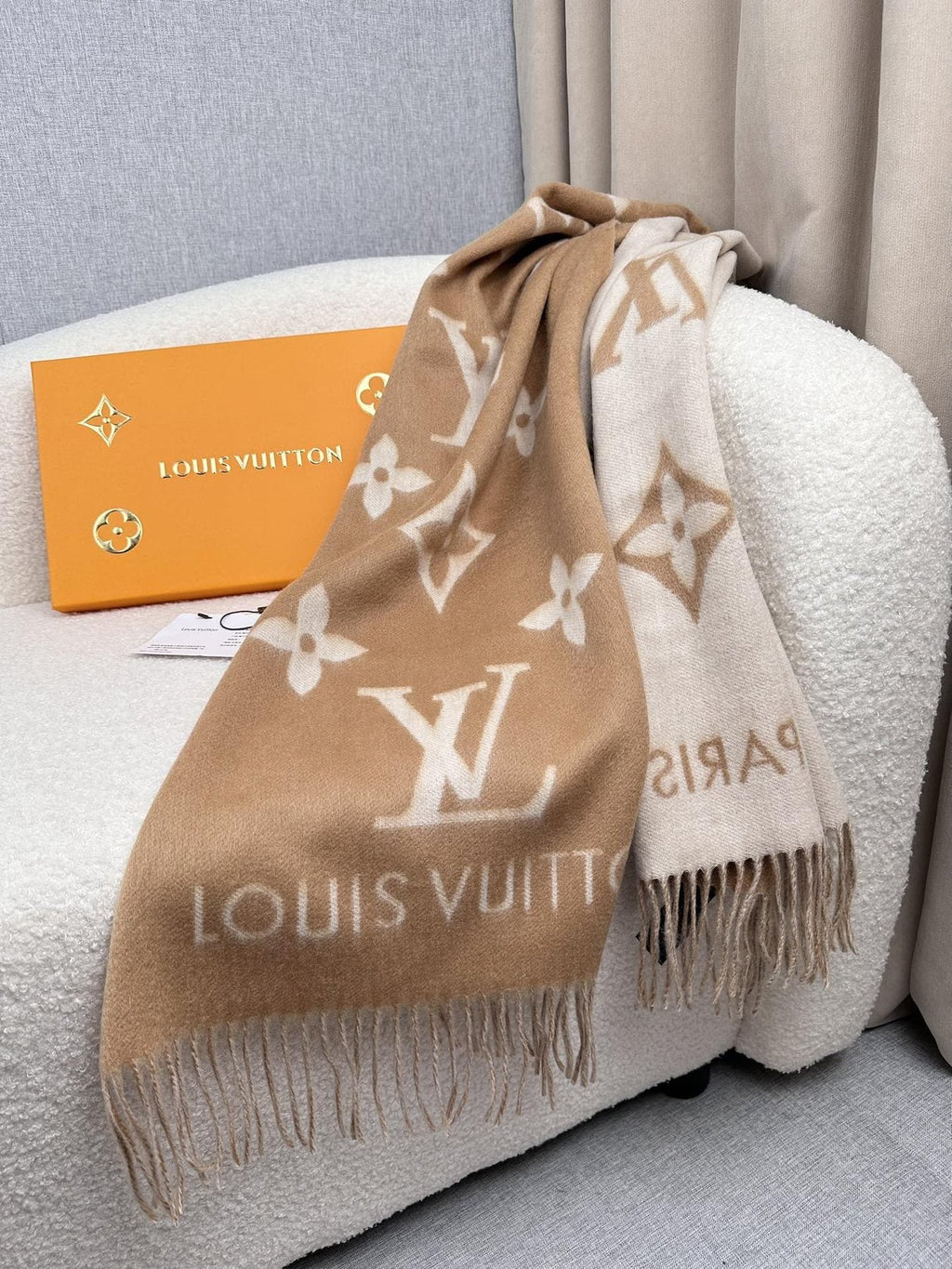 Louis Vuitton Monogram Fringed Scarf