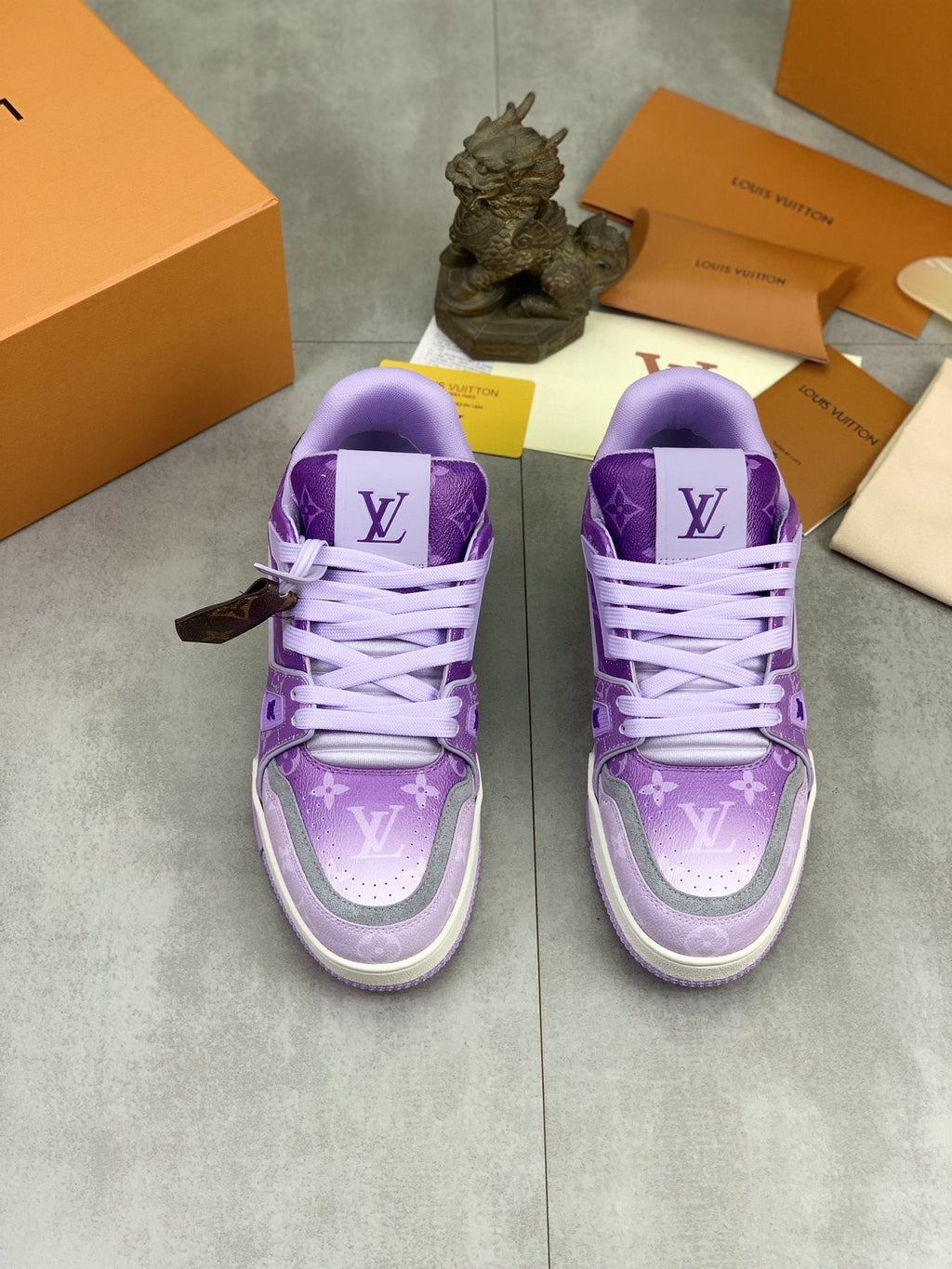 Louis Vuitton Lavender Purple Low-Top Sneakers - Lavender Purple and White