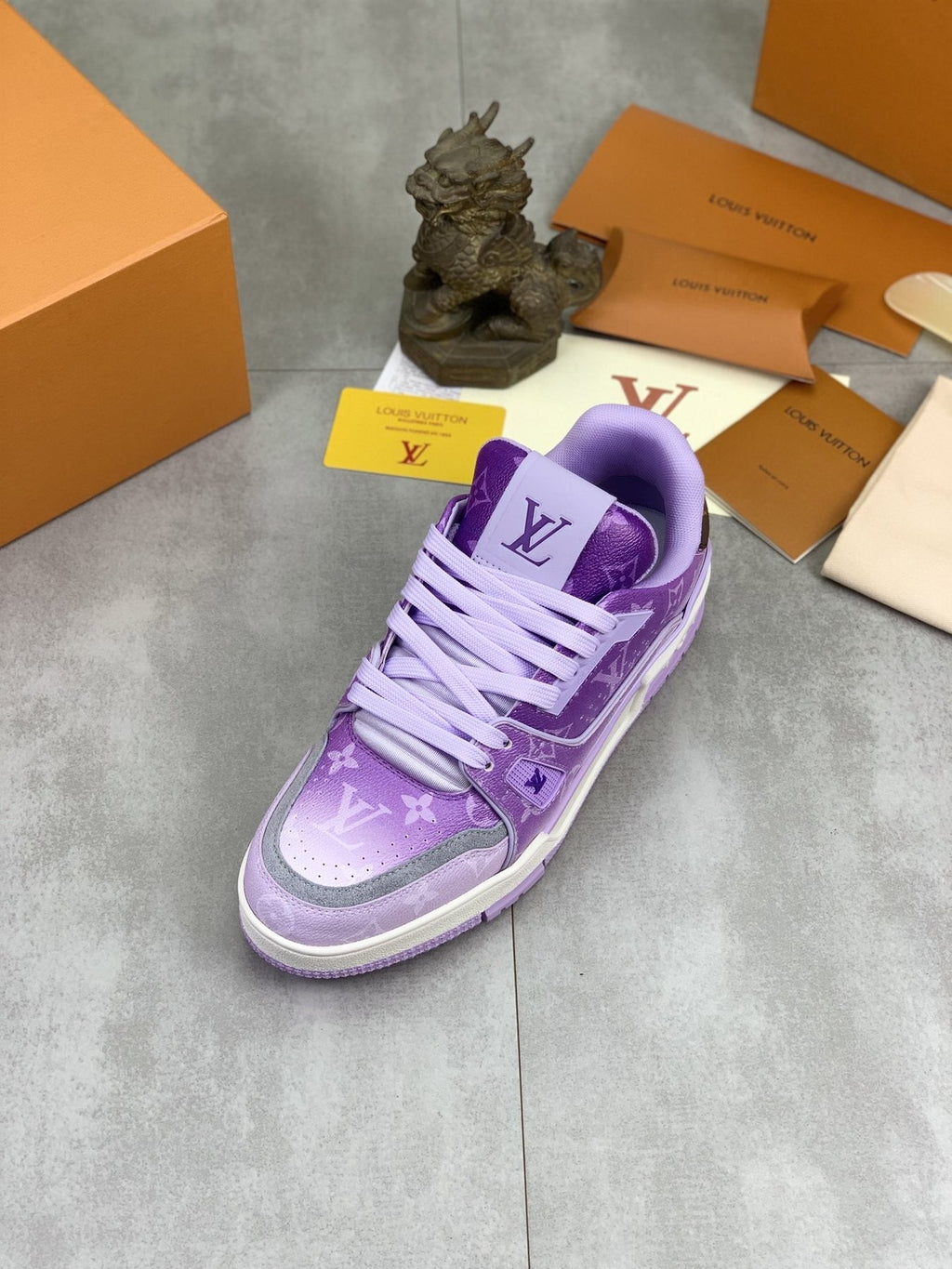 Louis Vuitton Lavender Purple Low-Top Sneakers - Lavender Purple and White