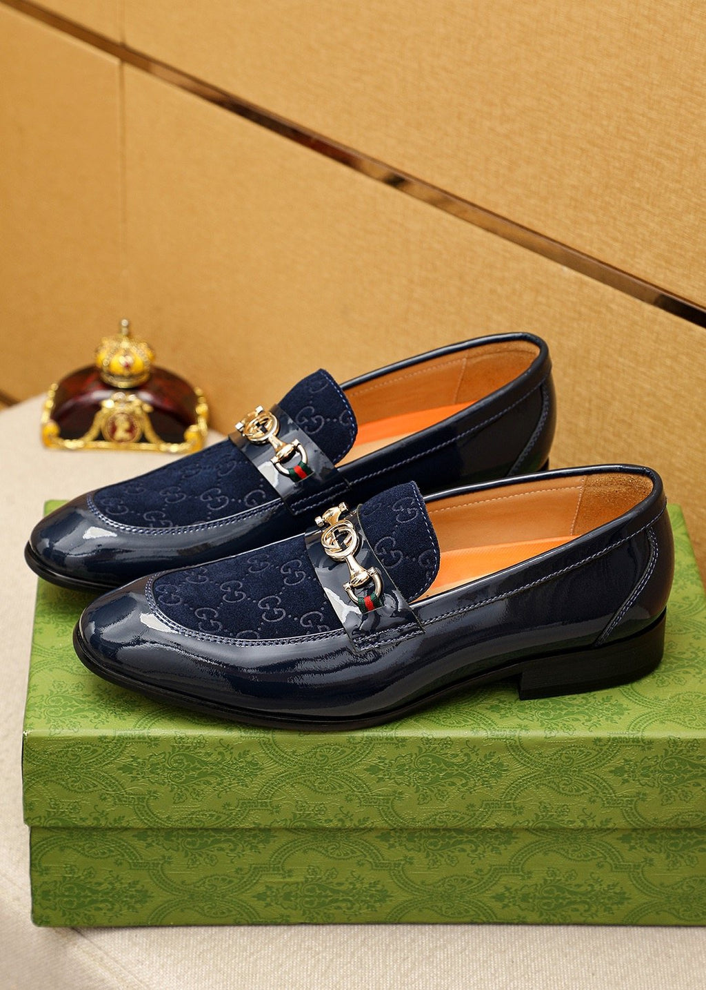 Gucci Patterned Metal Bit Loafers