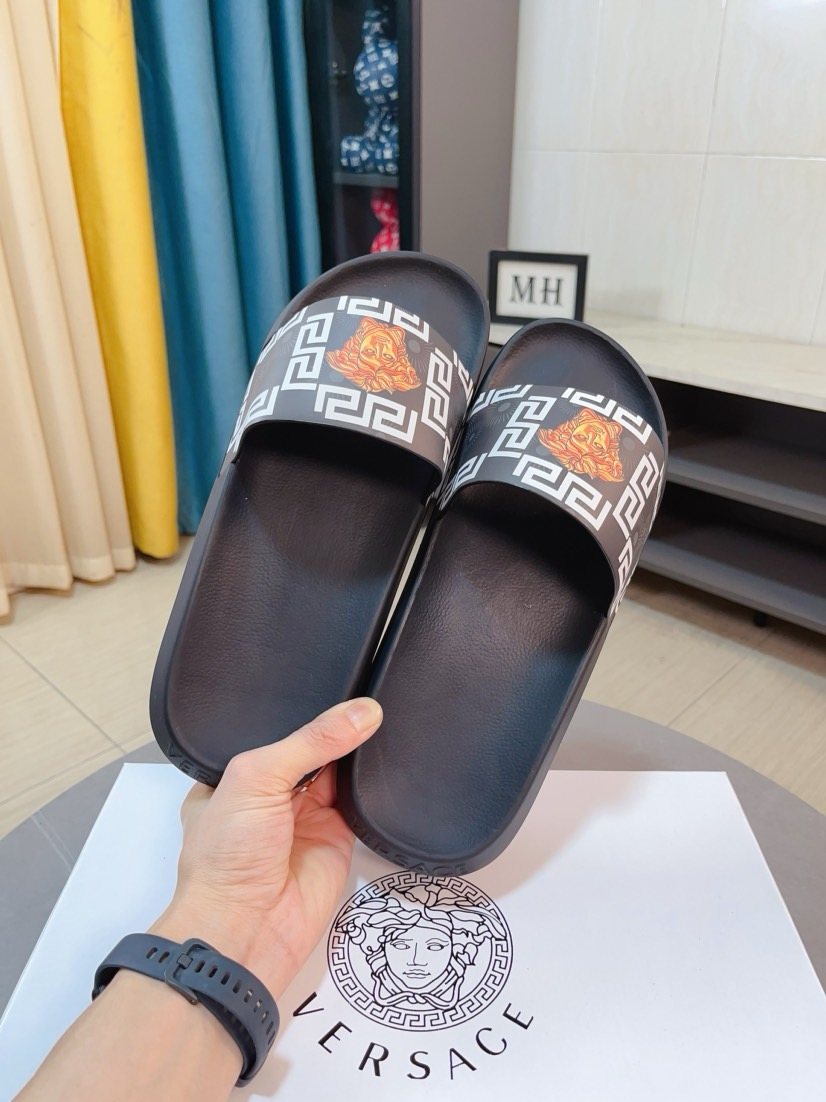 Versace Men's Geometric Strap Slide Sandals