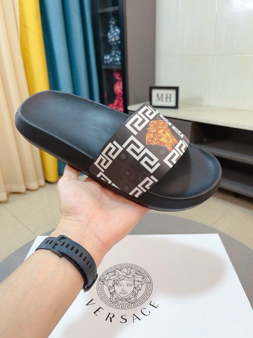 Versace Men's Geometric Strap Slide Sandals