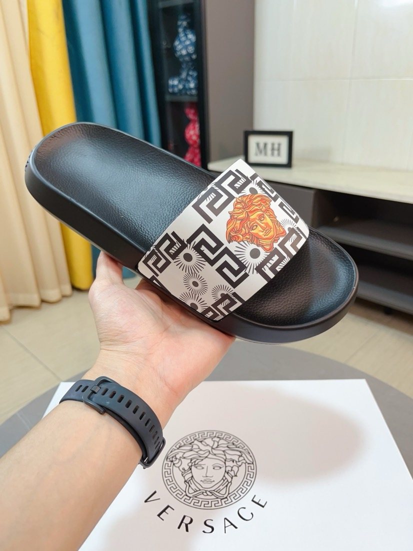 Versace Men's Geometric Strap Slide Sandals