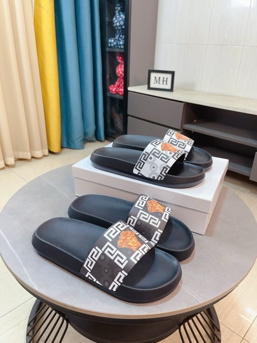 Versace Men's Geometric Strap Slide Sandals