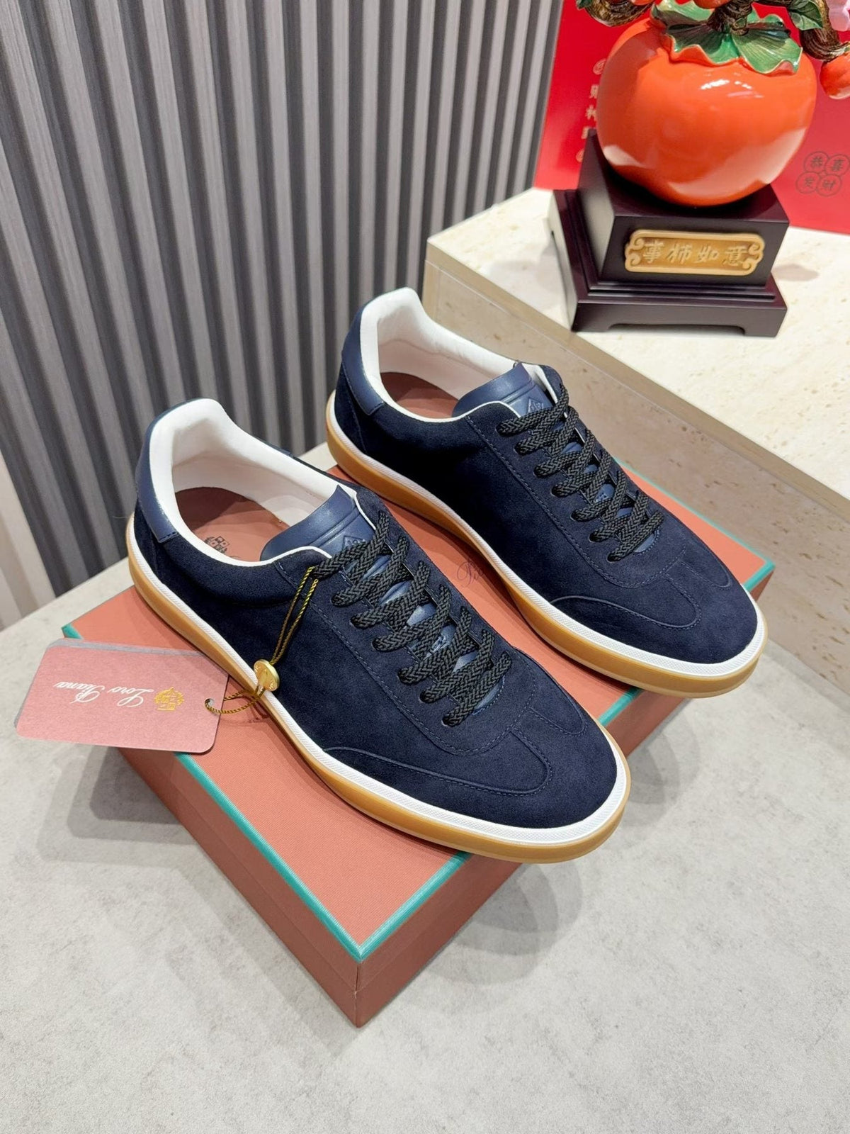 Loro Piana Tennis Walk Suede Low-Top Sneakers