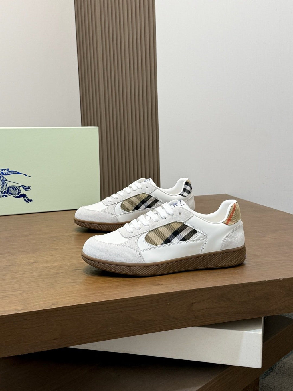 Burberry Check-Panel Low-Top Sneakers