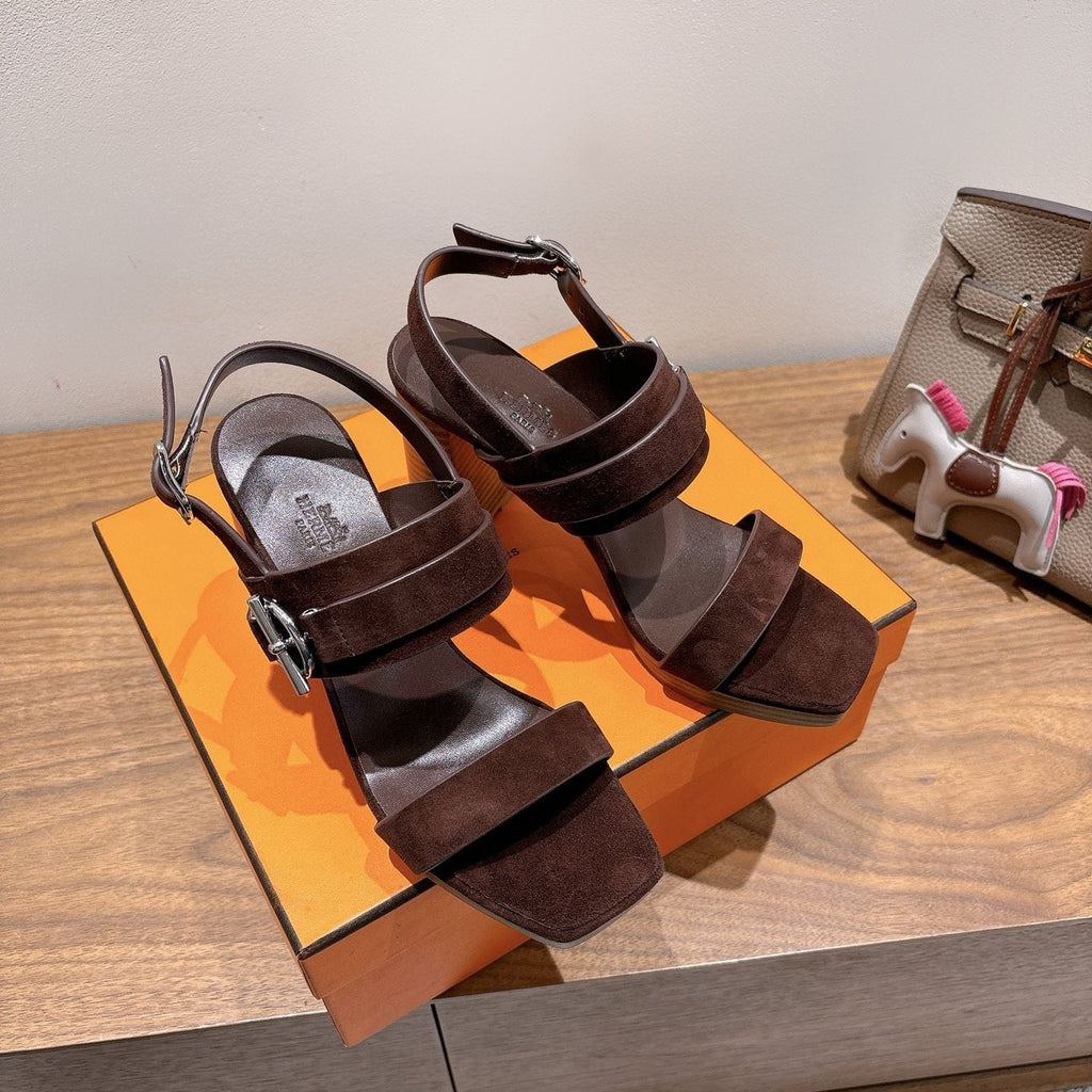Hermès Women's Square-Toe Block-Heel Sandals
