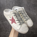 Golden Goose Pink Glitter Star Low-Top Sneakers
