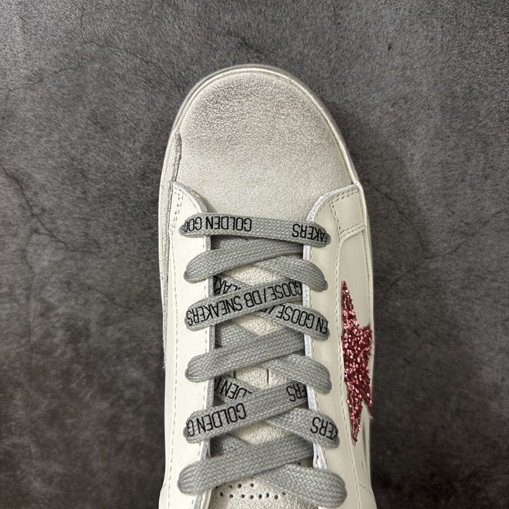 Golden Goose Pink Glitter Star Low-Top Sneakers