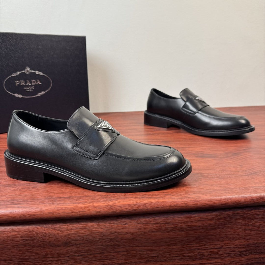 Prada Men's Red-Toe Leather Loafers