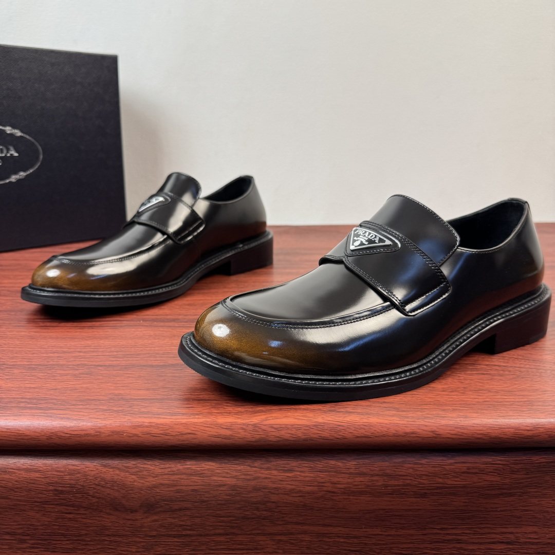 Prada Men's Red-Toe Leather Loafers