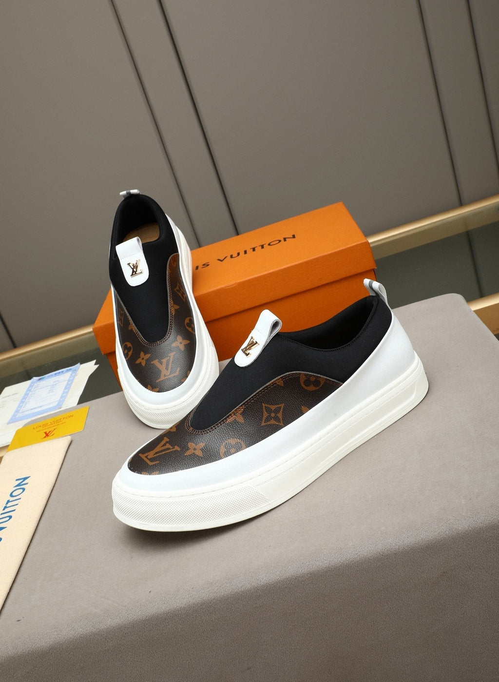 Louis Vuitton Men's Monogram Slip-On Sneakers - Rounded Toe