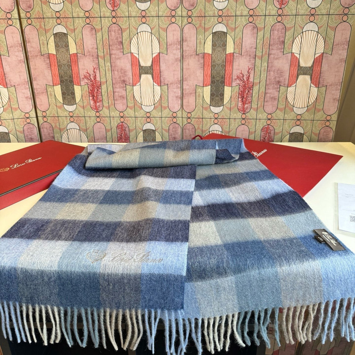 Loro Piana Plaid Fringe Scarf