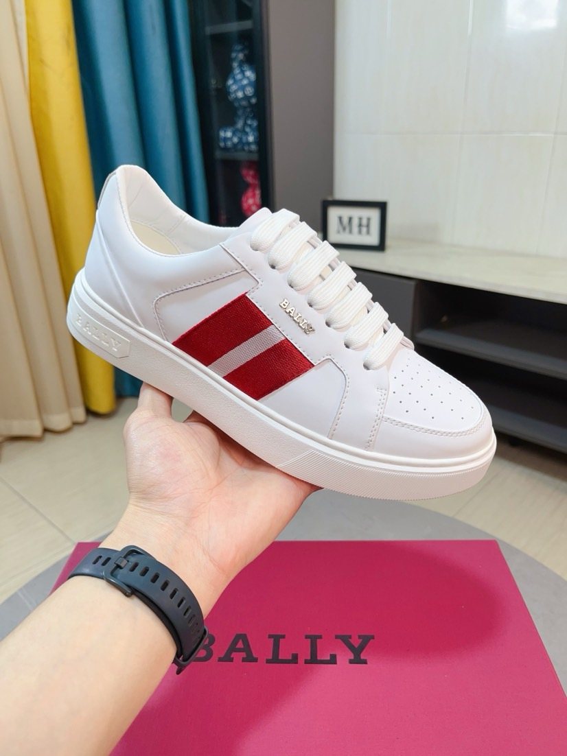 Bally White Red Stripe Sneakers