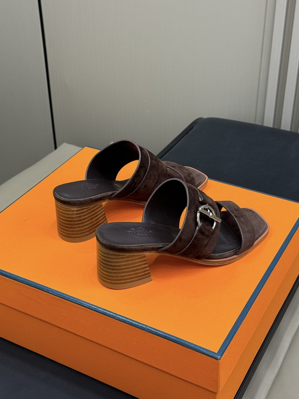Hermès Women's Kute Buckle Block-Heel Slide Sandals