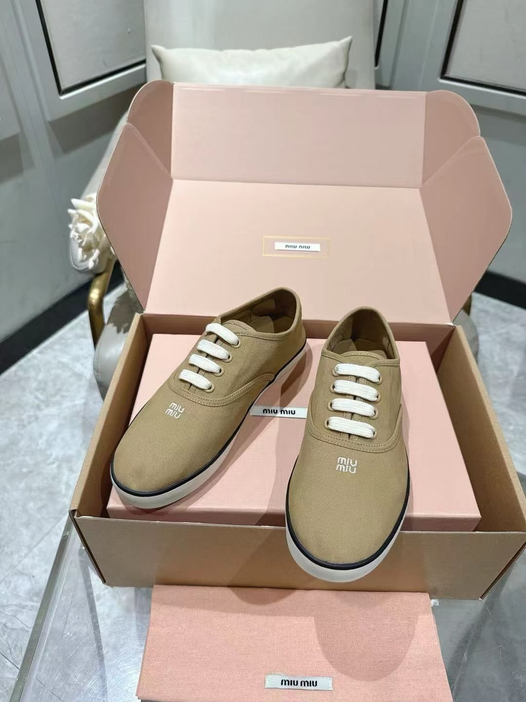 Miu Miu Low-Top Canvas Sneakers