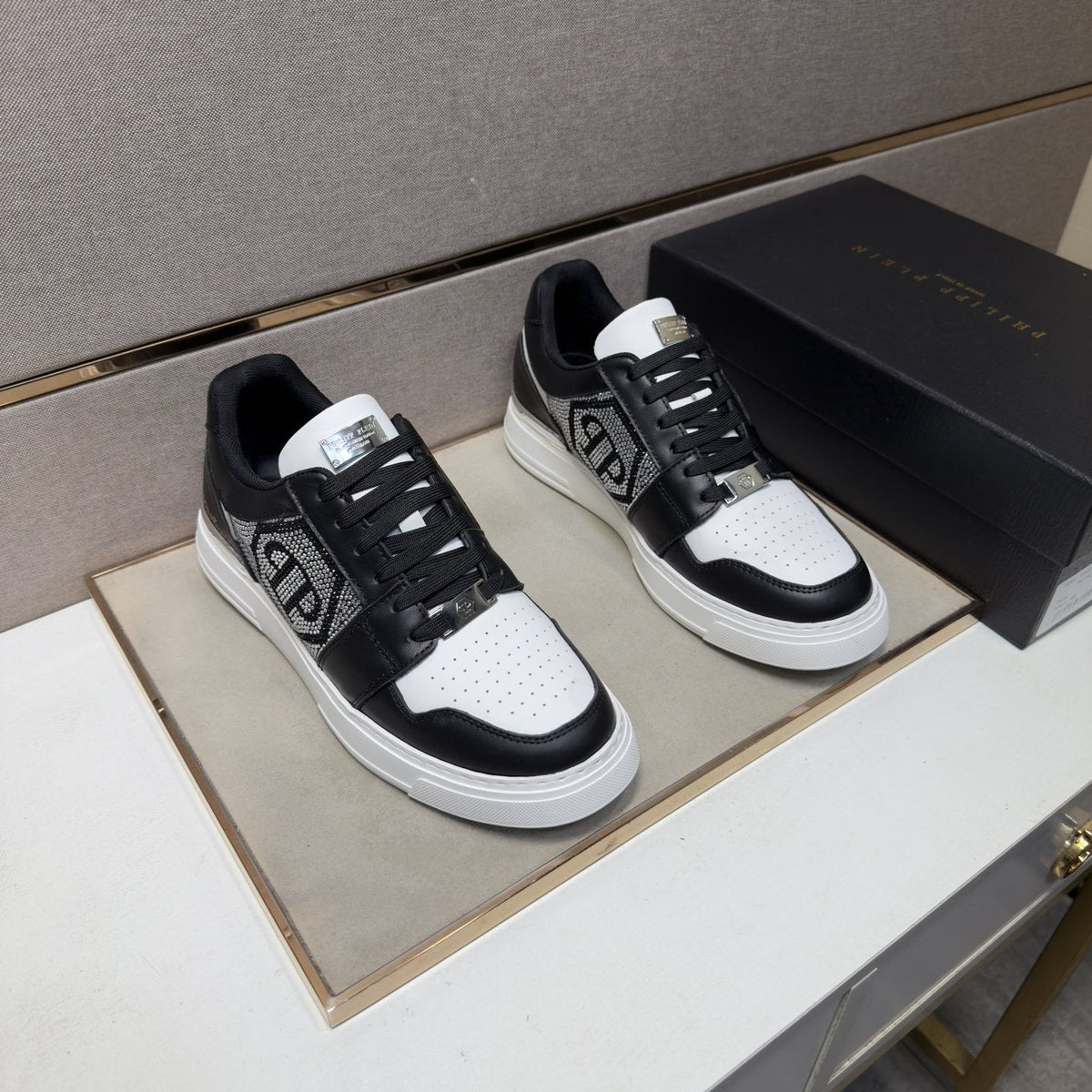 Philipp Plein Black and White Panel Sneakers