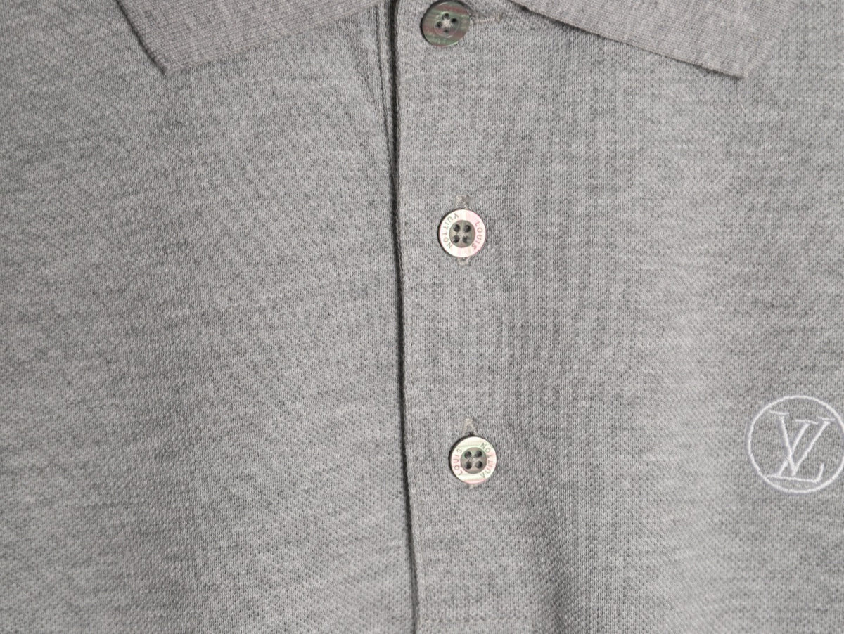 Louis Vuitton Classic Small-Logo Embroidered Polo - Heather Gray