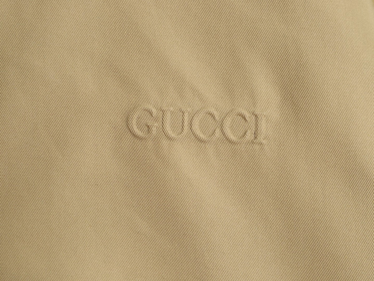 Gucci Beige GUC Chest-Logo Zip Jacket