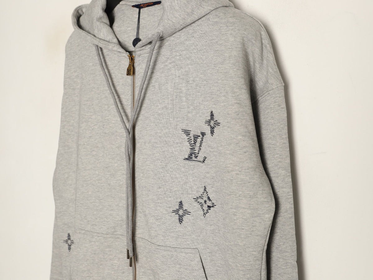 Louis Vuitton Sketch-Style Monogram Zip Hoodie - Light Gray
